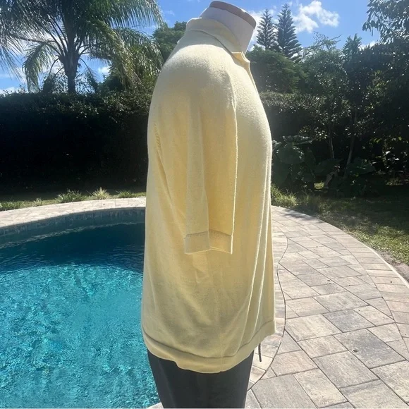 Raffi Linen Blend Light Yellow Polo Shirt Large - Picture 5 of 16